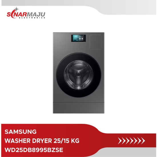 MESIN CUCI 1 TABUNG SAMSUNG FRONT LOADING BESPOKE 25/15 KG WASHER DRYER WD25DB8995BZSE