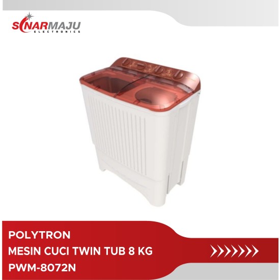 Mesin Cuci 2 Tabung Polytron 8 Kg Twin Tub PWM-8072N/B