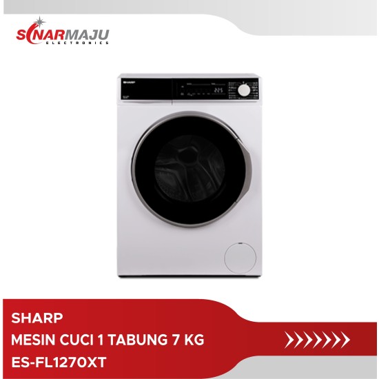 MESIN CUCI 1 TABUNG SHARP 7 KG FRONT LOADING INVERTER ES-FL1270XT