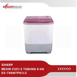 Mesin cuci 2 Tabung 9 kg Sharp Twin tub  ES-T95NTPK/LC