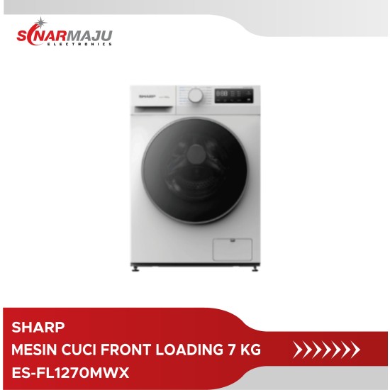 MESIN CUCI 1 TABUNG SHARP 7 KG FRONT LOADING ES-FL1270MWX