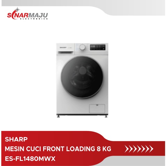 MESIN CUCI 1 TABUNG SHARP 8 KG FRONT LOADING ES-FL1480MWX