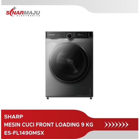 MESIN CUCI 1 TABUNG SHARP 9 KG FRONT LOADING ES-FL1490MSX