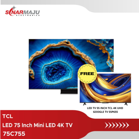 LED TV 75 INCH TCL QD-Mini LED 4K TV 75C755